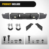 Nilight Rear Step Bumper for 2014 2015 2016 2017 2018 2019 2020 2021 Toyota Tundra Full Width Pickup Truck Rear Step Textured Black Steel with 2X Upgraded 18W LED Lights D-Rings, view 3
