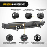Nilight Rear Step Bumper for 2014 2015 2016 2017 2018 2019 2020 2021 Toyota Tundra Full Width Pickup Truck Rear Step Textured Black Steel with 2X Upgraded 18W LED Lights D-Rings, view 5
