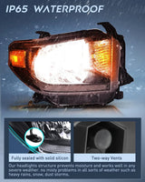 Nilight 2014 2015 2016 2017 2018 2019 2020 2021 Toyota Tundra Headlight Assembly Black Housing Amber Reflector Clear Lens, view 4