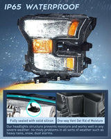 Nilight 2015 2016 2017 Ford F150 Headlight Assembly Black Housing Amber Reflector Upgraded Clear Lens, view 4