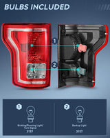Nilight 2015 2016 2017 Ford F150 Tail light Assembly Rear Lamp Replacement OE Style Red Housing Driver Passenger Side, view 2