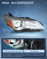 Nilight 2015 2016 2017 LE SE XLE Toyota Camry Headlight Assembly Chrome Housing Amber Reflector Clear Lens, view 4