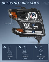 Nilight 2015 2016 2017 2018 2019 2020 Chevy Tahoe Suburban Headlight Assembly Black Housing Amber Reflector Clear Lens, view 2