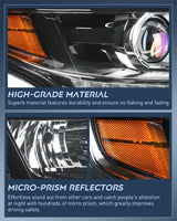 Nilight 2015 2016 2017 2018 2019 2020 Chevy Tahoe Suburban Headlight Assembly Black Housing Amber Reflector Clear Lens, view 6