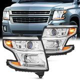 Nilight 2015 2016 2017 2018 2019 2020 Chevy Tahoe Suburban Headlight Assembly Chrome Housing Amber Reflector Clear Lens, view 2