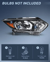 Nilight 2016 2017 2018 Honda HRV Headlight Assembly Black Housing Amber Reflector Clear Lens, view 2