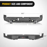 Nilight 2016 2017 2018 2019 2020 2021 2022 2023 2024 Toyota Tacoma Rear Step Bumper Full Width Textured Black Solid Steel Off-Road with 2Pcs Upgraded 18W LED Lights D-Rings, view 2