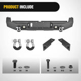 Nilight 2016 2017 2018 2019 2020 2021 2022 2023 2024 Toyota Tacoma Rear Step Bumper Full Width Textured Black Solid Steel Off-Road with 2Pcs Upgraded 18W LED Lights D-Rings, view 3