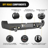 Nilight 2016 2017 2018 2019 2020 2021 2022 2023 2024 Toyota Tacoma Rear Step Bumper Full Width Textured Black Solid Steel Off-Road with 2Pcs Upgraded 18W LED Lights D-Rings, view 5
