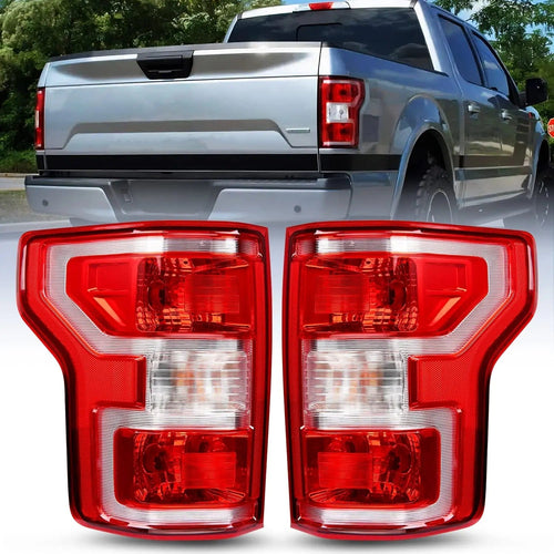 Nilight 2018 2019 2020 Ford F150 Tail light Assembly Rear Lamp Replacement OE Style Red Housing with Bulbs and Harness Driver Passenger side