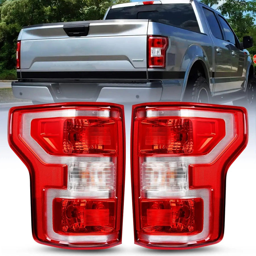 Nilight 2018 2019 2020 Ford F150 Tail light Assembly Rear Lamp Replacement OE Style Red Housing with Bulbs and Harness Driver Passenger side