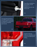 Nilight 2018 2019 2020 Ford F150 Tail light Assembly Rear Lamp Replacement OE Style Red Housing with Bulbs and Harness Driver Passenger side, view 5