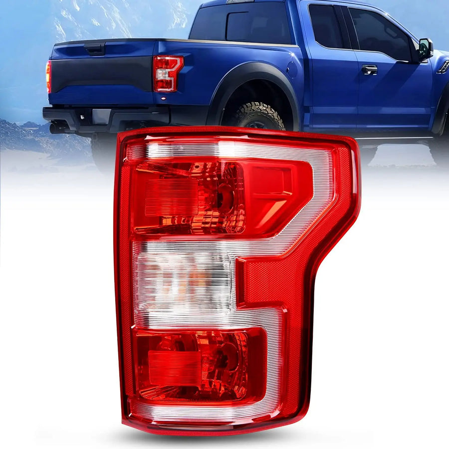 Nilight 2018 2019 2020 Ford F150 Tail light Assembly Rear Lamp Replacement OE Style Red Housing with Bulbs and Harness Passenger Side