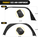 Nilight 2018 2019 2020 2021 2022 Jeep Wrangler JL JLU Front Rear Fender Flares Kit, view 2