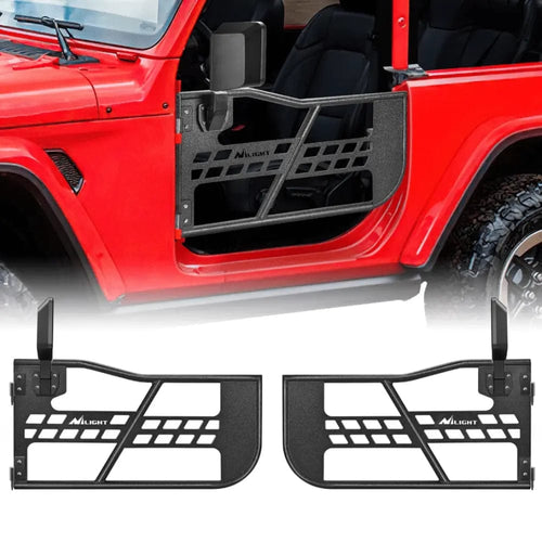 Nilight Off Road Front Tubular Doors with Side View Mirrors Compatible with 2018 2019 2020 2021 2022 2023 2024 2025 2026 Wrangler JL 2020-2026 Gladiator JT 2 Door Only