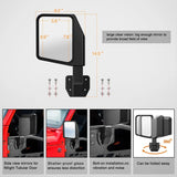 Nilight Off Road Front Tubular Doors with Side View Mirrors Compatible with 2018 2019 2020 2021 2022 2023 2024 2025 2026 Wrangler JL 2020-2026 Gladiator JT 2 Door Only, view 5