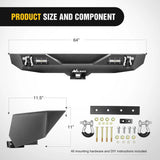 Nilight 2018 2019 2020 2021 2022 2023 Jeep Wrangler JL Rear Bumper Rock Crawler Bumper with 2Pcs Hitch Receiver 2Pcs Upgraded 18W LED Lights D-Rings Textured Black, view 2