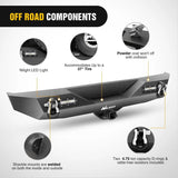 Nilight 2018 2019 2020 2021 2022 2023 Jeep Wrangler JL Rear Bumper Rock Crawler Bumper with 2Pcs Hitch Receiver 2Pcs Upgraded 18W LED Lights D-Rings Textured Black, view 3