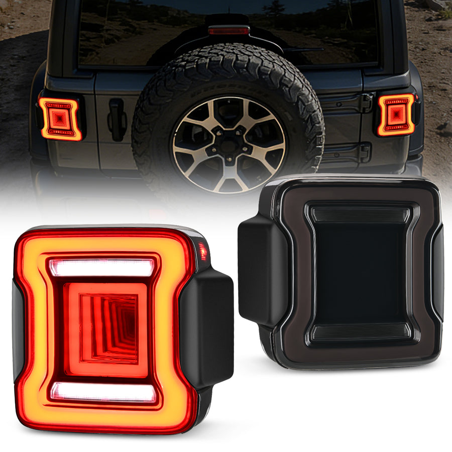Nilight 2018-2023 Jeep Wrangler JL Red White Tail Lights