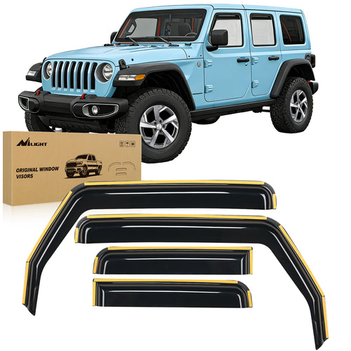Nilight 2018 2019 2020 2021 2022 2023 2024 Jeep Wrangler JL Jeep Gladiator Rain Guards Acrylic 4Pcs