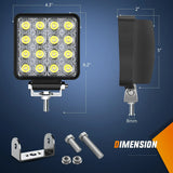 Nilight 2018-2024 Polaris Ranger 1000 XP/Ranger 1000 XP Crew 4 Inch 48W Flood Square Led Work Lights, view 2