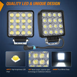 Nilight 2018-2024 Polaris Ranger 1000 XP/Ranger 1000 XP Crew 4 Inch 48W Flood Square Led Work Lights, view 4