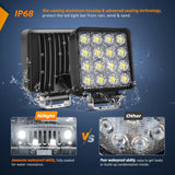 Nilight 2018-2024 Polaris Ranger 1000 XP/Ranger 1000 XP Crew 4 Inch 48W Flood Square Led Work Lights, view 5