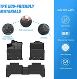 Nilight 2018 2019 2020 2021 2022 2023 Toyota Tacoma Double Cab TPE Floor Mats, view 3
