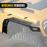 Nilight 2018 2019 2020 2021 2022 2023 2024 2025 Jeep Wrangler JL & JLU Unlimited 2/4Doors (No fit 2020+ Gladiator JT) Wide Flat Front Fender Flares w/LED Lights Turn Signal Lights DRL, view 2