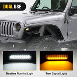Nilight 2018 2019 2020 2021 2022 2023 2024 2025 Jeep Wrangler JL & JLU Unlimited 2/4Doors (No fit 2020+ Gladiator JT) Wide Flat Front Fender Flares w/LED Lights Turn Signal Lights DRL, view 4