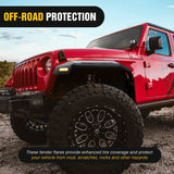 Nilight 2018 2019 2020 2021 2022 2023 2024 2025 Jeep Wrangler JL & JLU Unlimited 2/4Doors (No fit 2020+ Gladiator JT) Wide Flat Front Fender Flares w/LED Lights Turn Signal Lights DRL, view 6