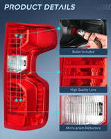 Nilight 2019 2020 2021 2022 2023 Chevy Silverado 1500 2020 2021 2022 2023 Chevy Silverado 2500HD 3500HD Taillight Assembly Rear Lamp Replacement OE Style Passenger Side, view 6