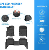 Nilight 2019 2020 2021 2022 2023 2024 Ford Ranger SuperCrew Cab TPE Floor Mats, view 3