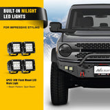 Nilight 2021 2022 2023 2024 Ford Bronco Front Bumper with 4Pcs 18W Flush Mount LED Work Lights Winch Plate License Plate Bracket Sensor Hole, view 5