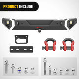 Nilight 2021 2022 2023 2024 Ford Bronco Rear Bumper Rock Crawler Bumper with Hitch Receiver 2Pcs Upgraded 18W Flood LED Work Light Wire Hole, view 3