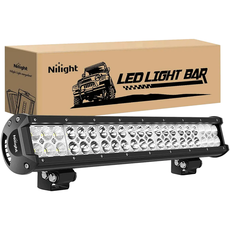 Nilight 20 Inch 126W Double Row Spot Flood Led Light Bar