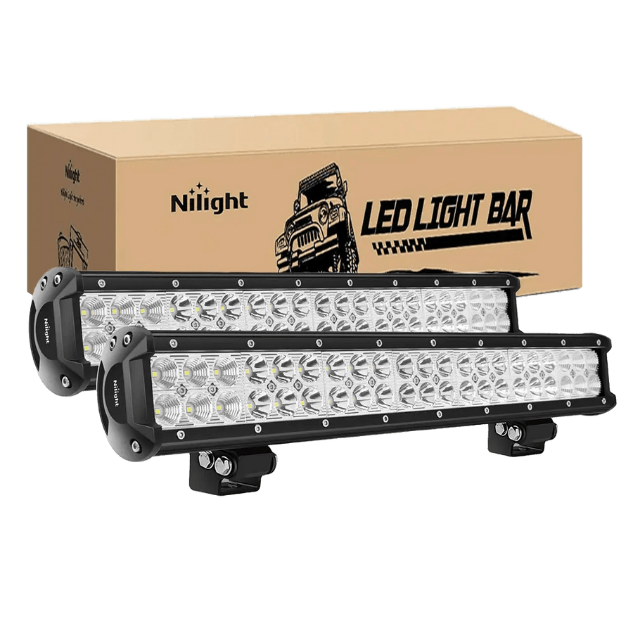 Nilight 20 Inch 126W Double Row Spot Flood LED Light Bars (Pair)