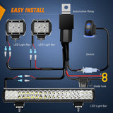 Nilight 20Inch 126W Led Light Bars 2Pcs 18W Led Pods with Wiring Harness Kit-3 Leads, view 4