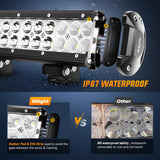 Nilight 20Inch 126W Spot Flood Combo Led Light Bar 4PCS 4Inch 18W Spot LED Pods Fog Lights with LED Light Bar Wiring Harness Kit for Truck Tractor Off-Road Pickup Golf Cart SUV ATV UTV 4x4 Van Camper, view 6