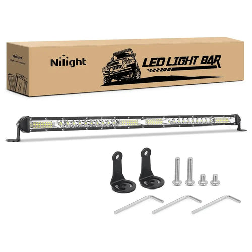 Nilight 20 Inch 156W 52LED Single Row Ultra-Slim Spot Flood LED Light Bars