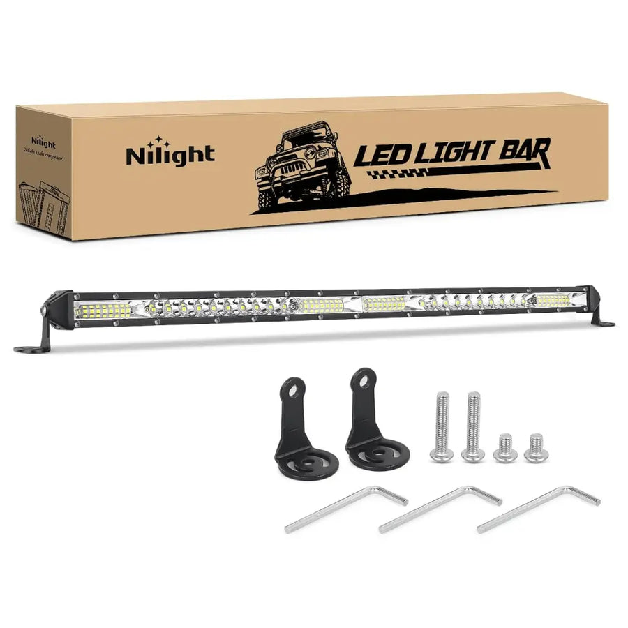Nilight 20 Inch 156W 52LED Single Row Ultra-Slim Spot Flood LED Light Bars