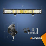 Nilight 20 Inch 288W 28800LM Triple Row Spot Flood LED Light Bar, view 2