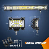 Nilight 20Inch 420W 2Pcs 60W Side Shooter Triple Row Spot Flood Combo Led Light Bar 5Pin Rocker Switch 16AWG Wire Harness Kit, view 2
