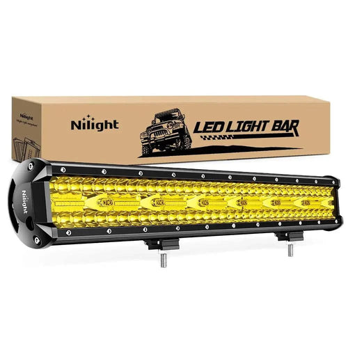 Nilight 20 Inch 420W 42000LM Triple Row Amber Spot Flood LED Light Bar
