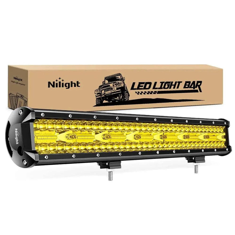 Nilight 20 Inch 420W 42000LM Triple Row Amber Spot Flood LED Light Bar