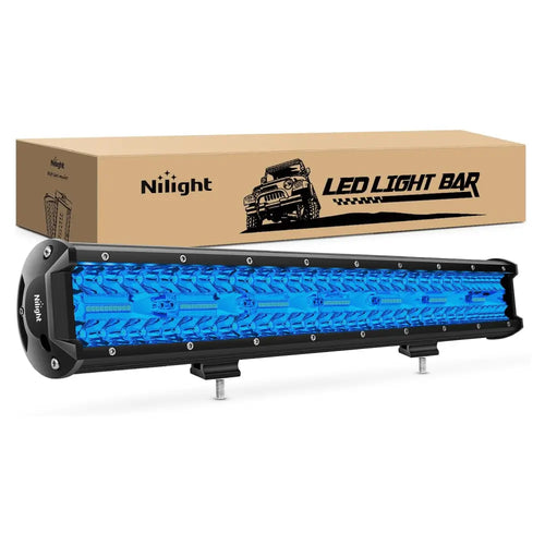 Nilight 20 Inch 420W 42000LM Triple Row Blue Spot Flood LED Light Bar