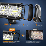 Nilight 20 Inch 420W 42000LM Triple Row Spot Flood LED Light Bar W/ Front License Plate Frame Bracket | 16AWG Wire 5Pin Switch, view 4