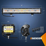 Nilight 20 Inch 420W Amber White Strobe Spot Flood LED Light Bar Kit | 2PCS 4 Inch 60W Light Pods | 16AWG Wire 3 Leads, view 2