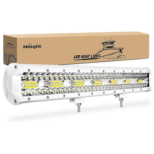 Nilight 20 Inch 420W Spot Flood Combo White Case Led Light Bar