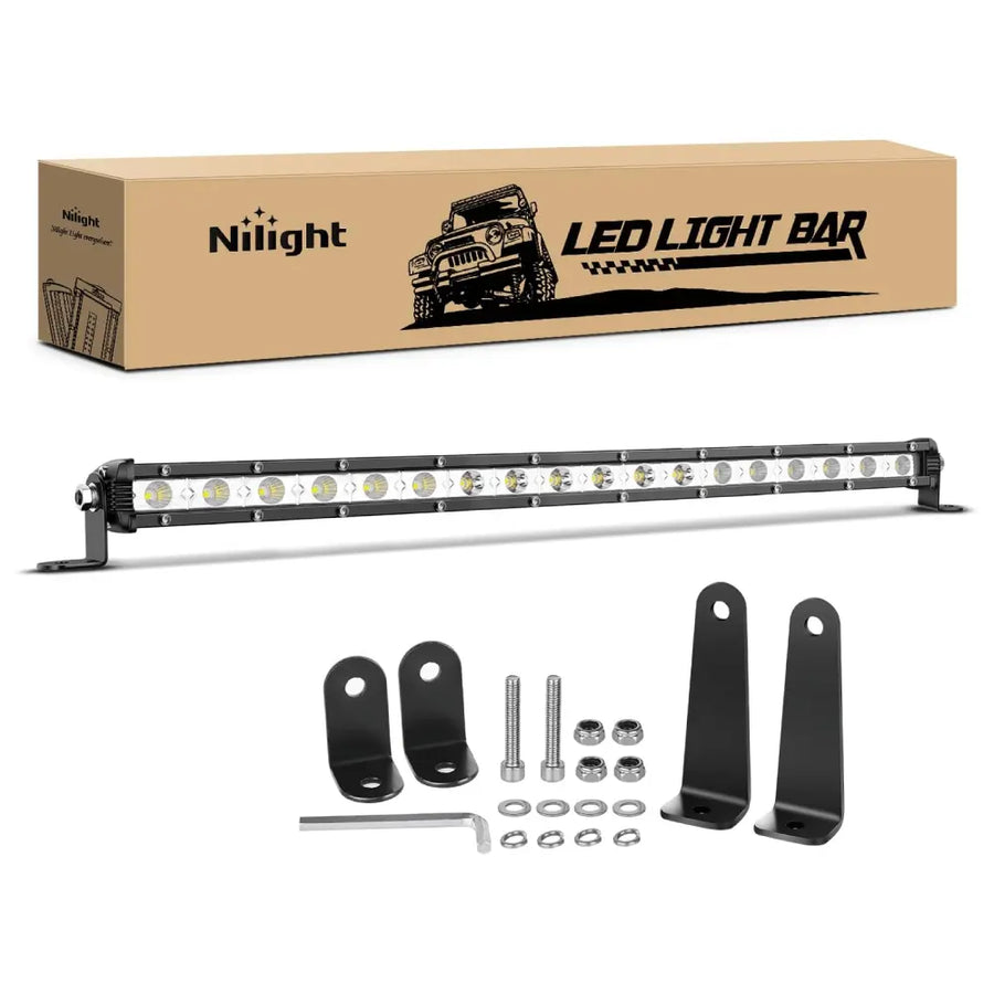 Nilight 20 Inch 54W 18LED Single Row Ultra-Slim Spot Flood Combo LED Light Bars